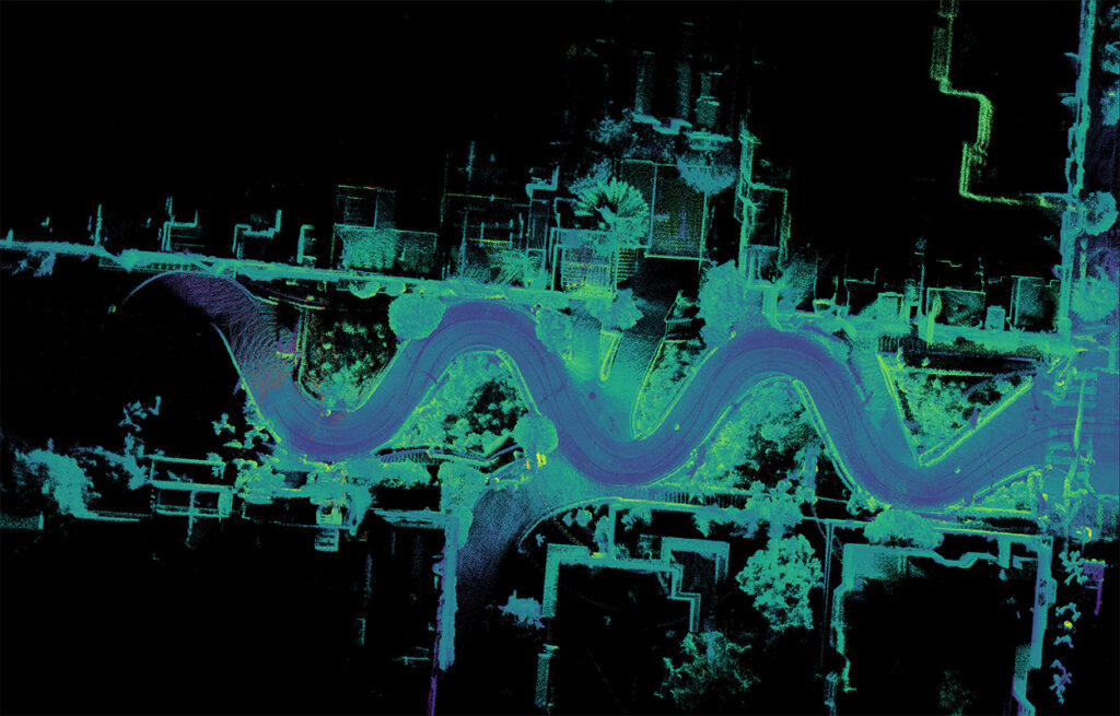 San Francisco’s Lombard Street captured with 3 OS1 lidar sensors