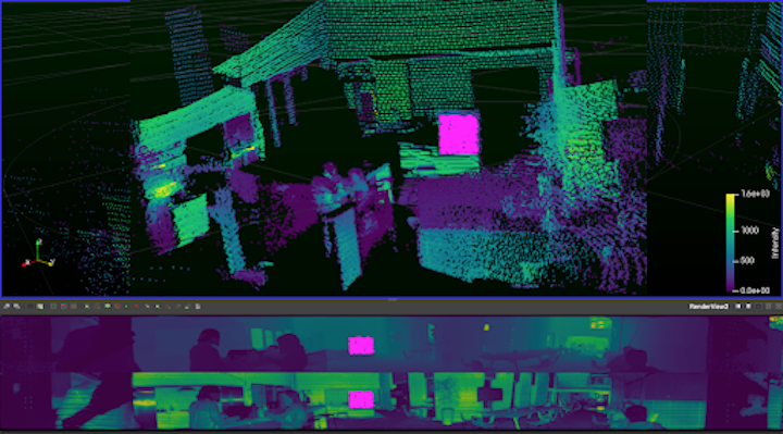 Using Ouster Studio software, we highlighted the target board in the point cloud and gathered intensity values